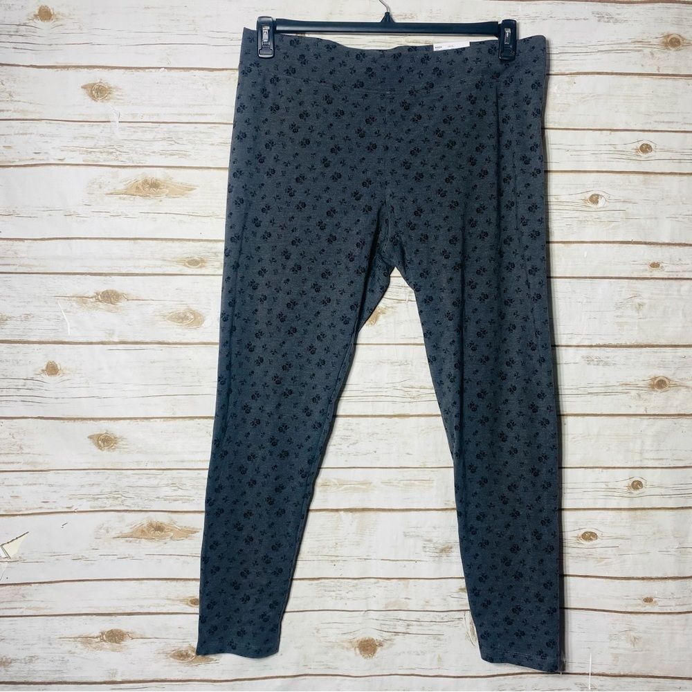 Sonoma‎ Charcoal Floral Leggings Size XXL